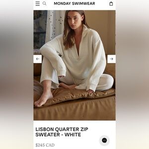NWT Monday Swimwear Lisbon Quarter Zip Sweater
